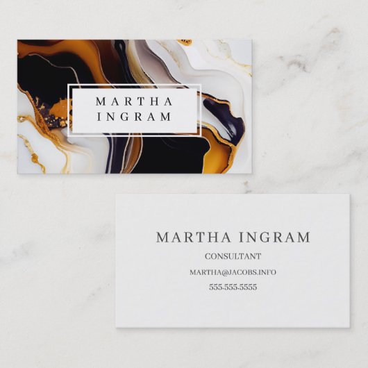 Modern White en Black en Golden Abstract Busine Visitekaartje (Voorkant / Achterkant)