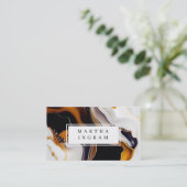 Modern White en Black en Golden Abstract Busine Visitekaartje (Staand voorkant)