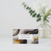Modern White en Black en Golden Abstract Visitekaartje (Staand voorkant)