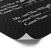 Modern White en Black Linen Wedding Seating Chart Poster (Hoek)