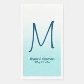 Modern White en Bleek Turquoise Ombre Monogram Servet (Voorkant)