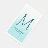 Modern White en Bleek Turquoise Ombre Monogram Servet (Hoek)