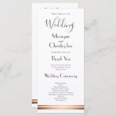 Modern White en Copper Wedding Programme Programmakaart (Voorkant / Achterkant)