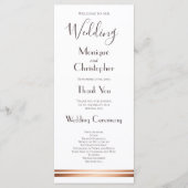 Modern White en Copper Wedding Programme Programmakaart (Voorkant)