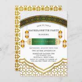 Modern White en Gold Islamic Bachelorette Party Kaart