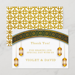 Modern White en Gold Islamic Bedankkaart