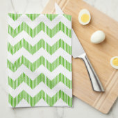 Modern White en Green Chevron Pattern Theedoek (Quarter Fold)