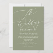 Modern White en Sage Green Simple Wedding Kaart (Voorkant)