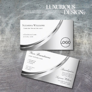 Modern White en Silver Decor met Logo Noble Visitekaartje
