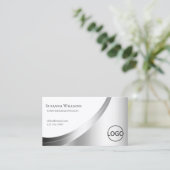 Modern White en Silver Decor met Logo Noble Visitekaartje (Staand voorkant)