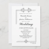Modern White en Silver Glitter Wedding Kaart (Voorkant)