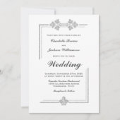 Modern White en Silver Glitter Wedding Kaart (Voorkant)