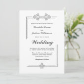 Modern White en Silver Glitter Wedding Kaart (Staand voorkant)