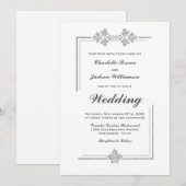 Modern White en Silver Glitter Wedding Kaart (Voorkant / Achterkant)