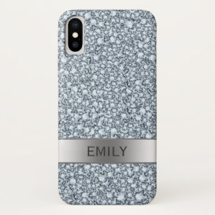Modern White Encrusted Diamonds iPhone X Hoesje