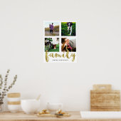 Modern White Family Photo Grid met Faux Gold Foil Poster (Keuken)