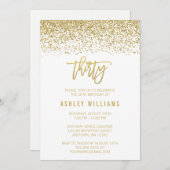 Modern White Faux Gold Glitter 30th Birthday Kaart (Voorkant / Achterkant)