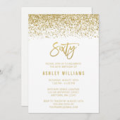 Modern White Faux Gold Glitter 60th Birthday Kaart (Voorkant / Achterkant)