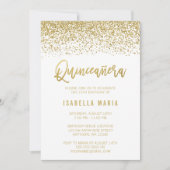 Modern White Faux Gold Glitter Quinceanera Kaart (Voorkant)
