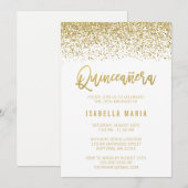 Modern White Faux Gold Glitter Quinceanera Kaart (Voorkant / Achterkant)