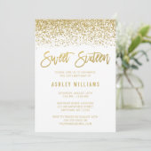 Modern White Faux Gold Glitter Sweet 16 Birthday Kaart (Staand voorkant)