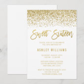 Modern White Faux Gold Glitter Sweet 16 Birthday Kaart (Voorkant / Achterkant)
