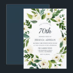 Modern White Floral 70th Birthday Party Invite Kaart<br><div class="desc">Moderne White Floral 70th Birthday Party nodigt mooie White Floral uit Zie bijbehorend collectie in Niche en Nest Store</div>