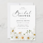Modern White Floral Bridal Shower Kaart (Voorkant)