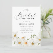 Modern White Floral Bridal Shower Kaart (Staand voorkant)