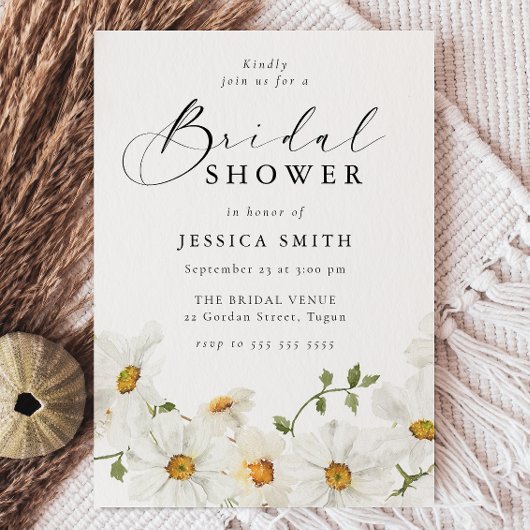 Modern White Floral Bridal Shower Kaart