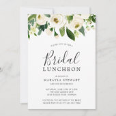 Modern White Floral Elegant Bridal Luncheon Kaart (Voorkant)