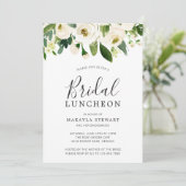 Modern White Floral Elegant Bridal Luncheon Kaart (Staand voorkant)