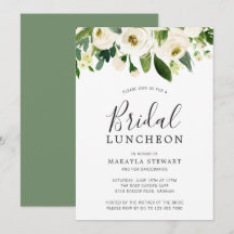 Modern White Floral Elegant Bridal Luncheon