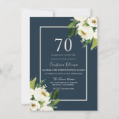 Modern White Floral Elegant Greenery 70th Birthday Kaart (Voorkant)