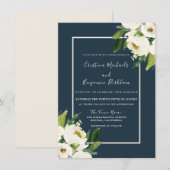 Modern White Floral Elegant Greenery Wedding Kaart (Voorkant / Achterkant)