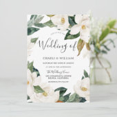 Modern White Floral Leaf Wreath Greenery Wedding Kaart (Staand voorkant)