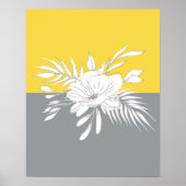 Modern White Floral op Colorblock Poster (Voorkant)