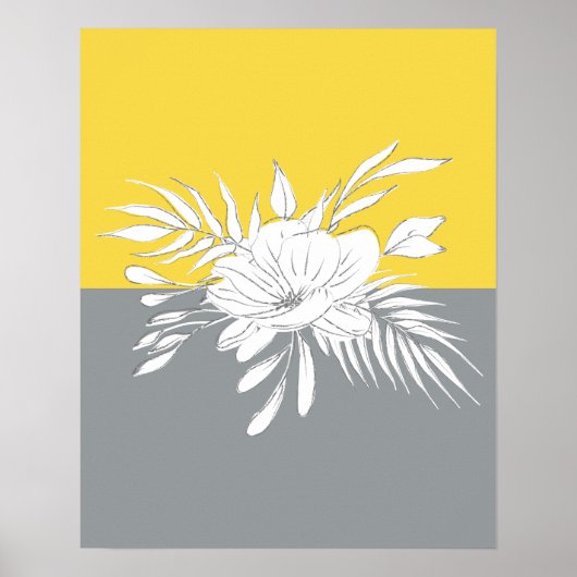 Modern White Floral op Colorblock Poster (Voorkant)
