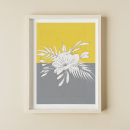 Modern White Floral op Colorblock Poster