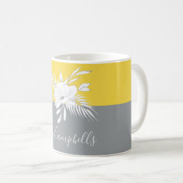 Modern White Floral over Colorblock op maat Koffiemok