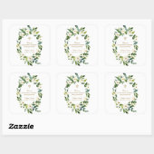 Modern White Floral Peonies Wreatbaptisme Vierkante Sticker (Vel)