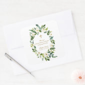 Modern White Floral Peonies Wreatbaptisme Vierkante Sticker (Envelop)
