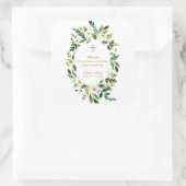 Modern White Floral Peonies Wreatbaptisme Vierkante Sticker (Tas)