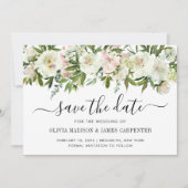 Modern White Floral Waterverf Spring Fall Wedding Save The Date (Voorkant)