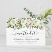 Modern White Floral Waterverf Spring Fall Wedding Save The Date (Staand voorkant)