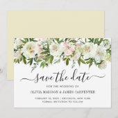 Modern White Floral Waterverf Spring Fall Wedding Save The Date (Voorkant / Achterkant)