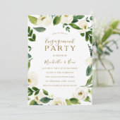 Modern White Floral Wreate Engagement Party Kaart (Staand voorkant)