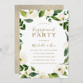 Modern White Floral Wreate Engagement Party Kaart (Voorkant / Achterkant)