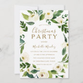 Modern White Floral Wreate Kerstparty Kaart (Voorkant)