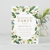 Modern White Floral Wreath Quinceanera Party Kaart (Staand voorkant)